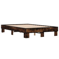 Cadre de lit sans matelas chêne fumé 135x190 cm 