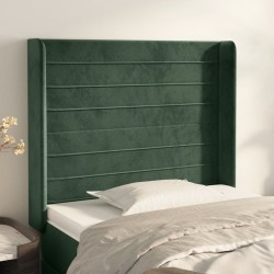 Tête de lit avec oreilles Vert foncé 83x16x118/128 cm Velours 
