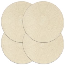 Napperons 4 pcs Naturel Plain 38 cm Rond Coton  
