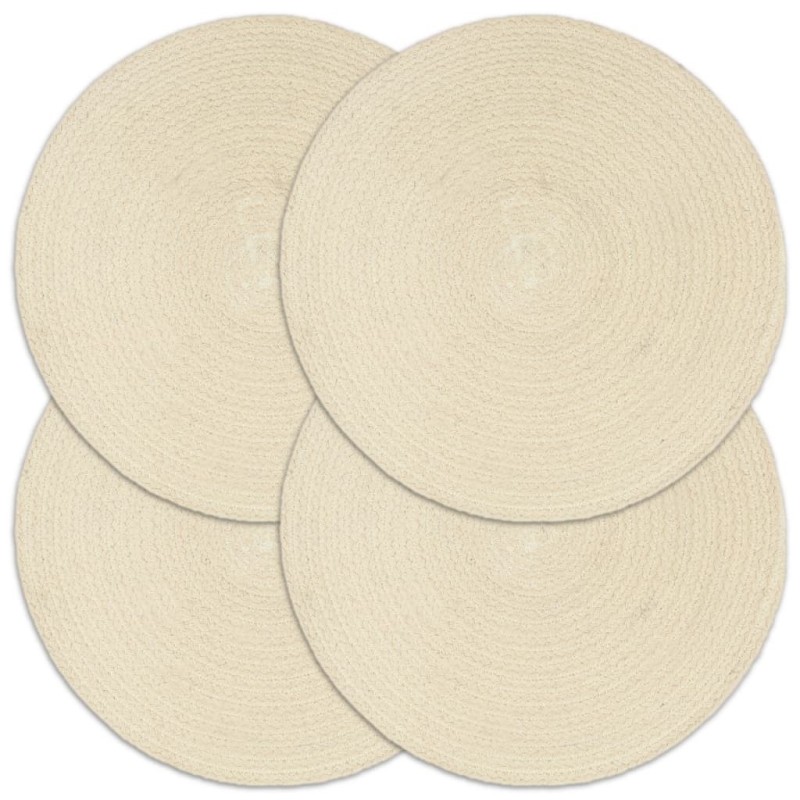Napperons 4 pcs Naturel Plain 38 cm Rond Coton Napperons 4 pcs Naturel Plain 38 cm Rond Coton