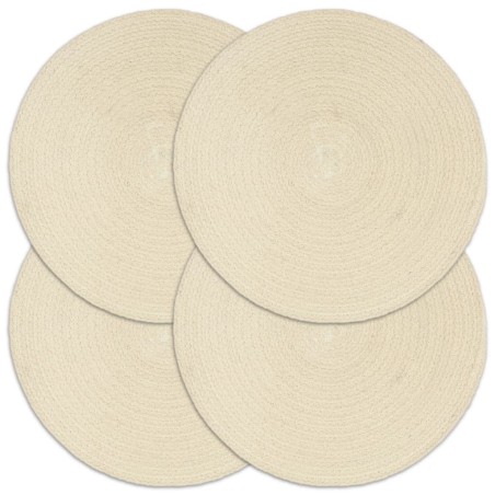 Napperons 4 pcs Naturel Plain 38 cm Rond Coton  