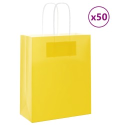 Sacs en papier 50 pcs avec poignées jaune 18x8x22 cm 