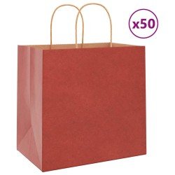 Sacs en papier 50 pcs avec poignées rouge 26x17x25 cm 