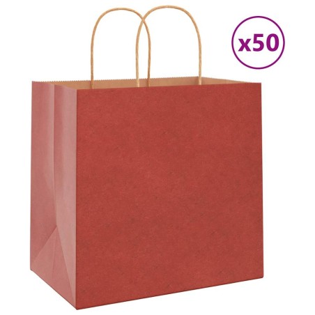 Sacs en papier 50 pcs avec poignées rouge 26x17x25 cm 
