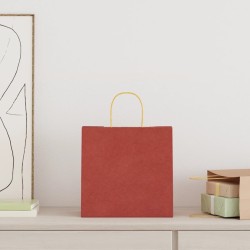 Sacs en papier 50 pcs avec poignées rouge 26x17x25 cm 