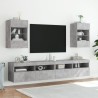 Meubles TV muraux et lumières LED 2pcs gris béton 40x30x60,5 cm 