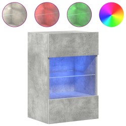Meubles TV muraux et lumières LED 2pcs gris béton 40x30x60,5 cm 