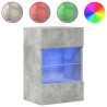 Meubles TV muraux et lumières LED 2pcs gris béton 40x30x60,5 cm 