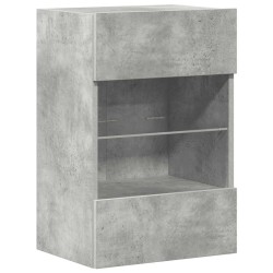 Meubles TV muraux et lumières LED 2pcs gris béton 40x30x60,5 cm 