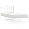 Cadre de lit métal sans matelas et tête de lit blanc 100x190 cm 