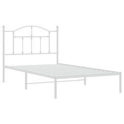 Cadre de lit métal sans matelas et tête de lit blanc 100x190 cm 