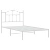 Cadre de lit métal sans matelas et tête de lit blanc 100x190 cm 