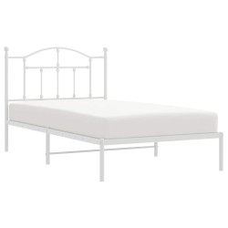 Cadre de lit métal sans matelas et tête de lit blanc 100x190 cm 