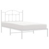 Cadre de lit métal sans matelas et tête de lit blanc 100x190 cm 
