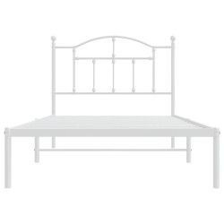 Cadre de lit métal sans matelas et tête de lit blanc 100x190 cm 