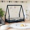 Cadre de lit pour enfant noir 70x140 cm bois de pin massif 