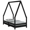 Cadre de lit pour enfant noir 70x140 cm bois de pin massif 