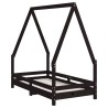Cadre de lit pour enfant noir 70x140 cm bois de pin massif 