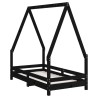 Cadre de lit pour enfant noir 70x140 cm bois de pin massif 