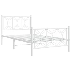 Cadre de lit métal sans matelas et pied de lit blanc 100x200 cm 