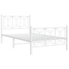 Cadre de lit métal sans matelas et pied de lit blanc 100x200 cm 