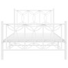 Cadre de lit métal sans matelas et pied de lit blanc 100x200 cm 