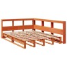 Lit bibliothèque sans matelas cire marron 140x190 cm pin massif 