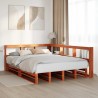 Lit bibliothèque sans matelas cire marron 140x190 cm pin massif 