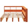 Lit bibliothèque sans matelas cire marron 140x190 cm pin massif 
