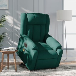 Fauteuil inclinable de massage électrique Vert foncé Tissu 
