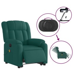 Fauteuil inclinable de massage électrique Vert foncé Tissu 