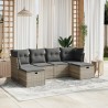 Salon de jardin 6 pcs avec coussins gris clair résine tressée 