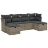 Salon de jardin 6 pcs avec coussins gris clair résine tressée 
