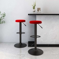 Tabourets de bar lot de 2 rouge bordeaux velours 