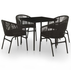 Ensemble à manger de jardin 5 pcs Noir 