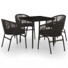 Ensemble à manger de jardin 5 pcs Noir 