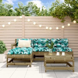 Salon de jardin 5 pcs avec coussins bois de pin imprégné 