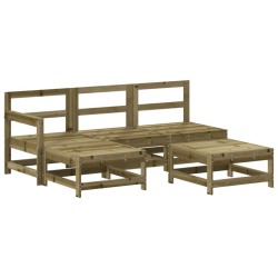 Salon de jardin 5 pcs avec coussins bois de pin imprégné 