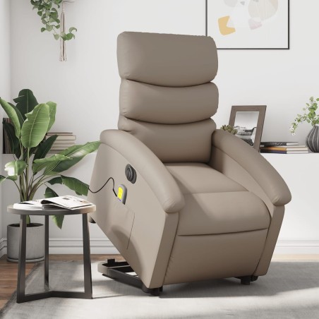 Fauteuil inclinable de massage électrique cappuccino similicuir 