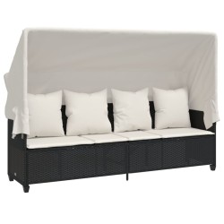 Salon de jardin 5 pcs avec coussins noir résine tressée 
