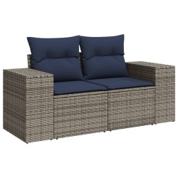Salon de jardin 5 pcs avec coussins gris résine tressée 