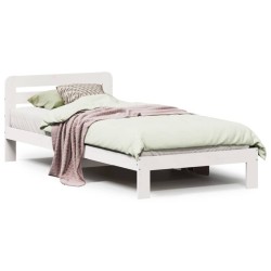 Cadre de lit sans matelas blanc 75x190 cm bois de pin massif 