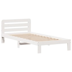 Cadre de lit sans matelas blanc 75x190 cm bois de pin massif 