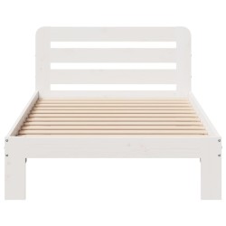 Cadre de lit sans matelas blanc 75x190 cm bois de pin massif 
