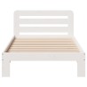 Cadre de lit sans matelas blanc 75x190 cm bois de pin massif 