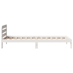 Cadre de lit sans matelas blanc 75x190 cm bois de pin massif 