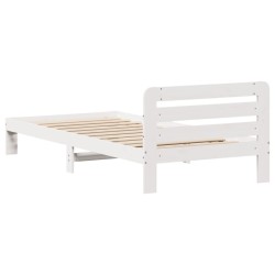 Cadre de lit sans matelas blanc 75x190 cm bois de pin massif 