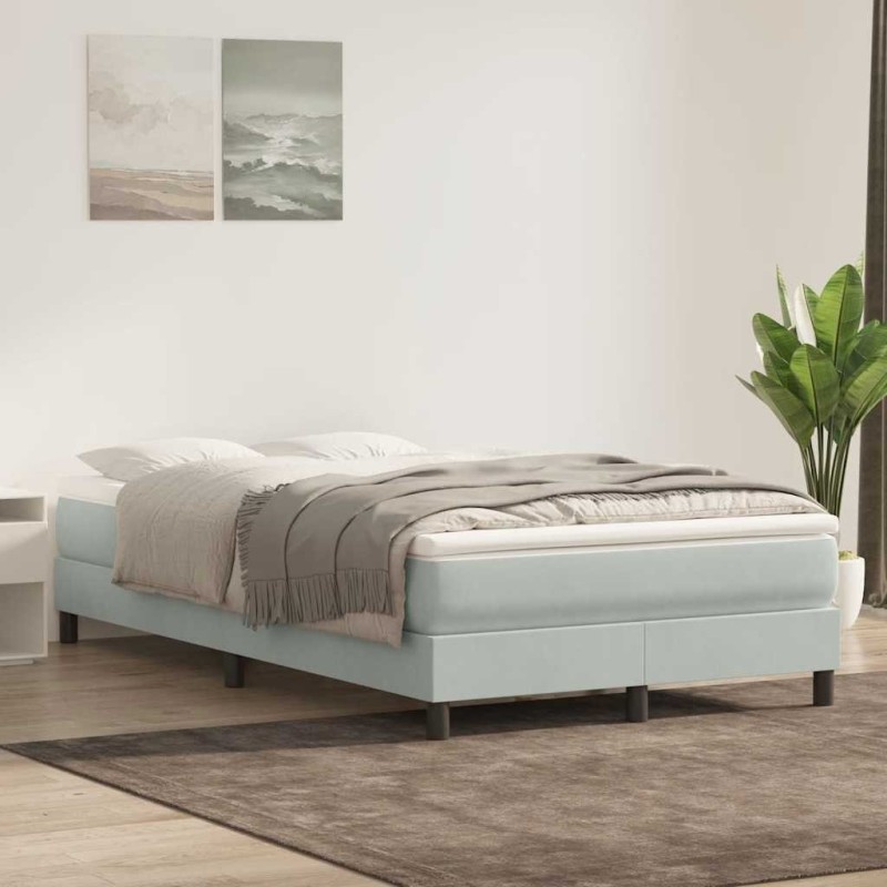 Sommier à lattes de lit et matelas gris clair 120x210cm velours 