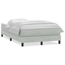 Sommier à lattes de lit et matelas gris clair 120x210cm velours 