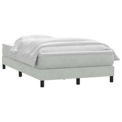 Sommier à lattes de lit et matelas gris clair 120x210cm velours 